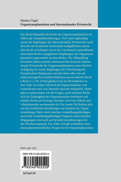 Produktbild: Organtransplantation und Internationales Privatrecht