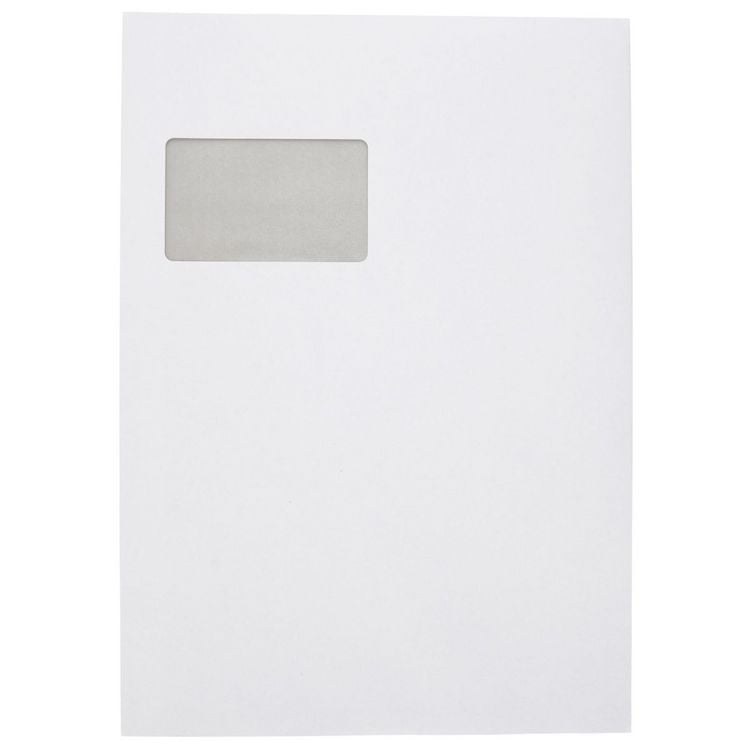 Produktbild: Idena Faltentasche 120g/m&sup2; haftklebend mit Fenster wei&szlig; DIN C4 100 St&uuml;ck 2cm Boden