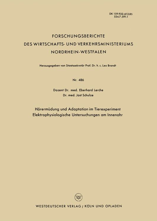 Produktbild: H&ouml;rerm&uuml;dung und Adaptation im Tierexperiment Elektrophysiologische Untersuchungen am Innenohr