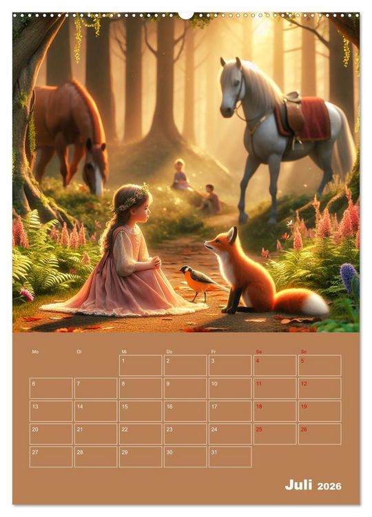 Produktbild: K&ouml;nigliche Momente - Kleine Prinzessin im M&auml;rchenwald (hochwertiger Premium Wandkalender 2026 DIN A2 hoch), Kunstdruck in Hochglanz
