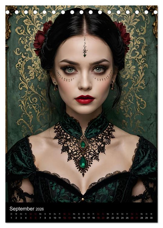 Produktbild: Gothic beauties - Sch&ouml;nheiten der Nacht (Tischkalender 2026 DIN A5 hoch), CALVENDO Monatskalender