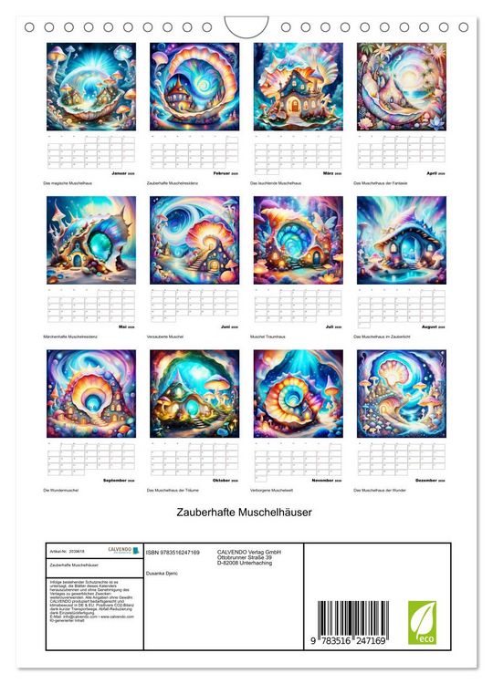 Produktbild: Zauberhafte Muschelh&auml;user (Wandkalender 2026 DIN A4 hoch), CALVENDO Monatskalender