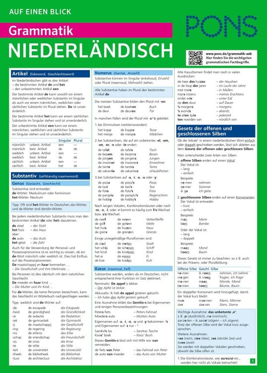 Produktbild: PONS Grammatik auf einen Blick Niederl&auml;ndisch