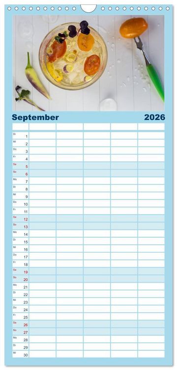Produktbild: Familienplaner 2026 - Frisches Aromawasser mit 5 Spalten (Wandkalender, 21 x 45 cm) CALVENDO