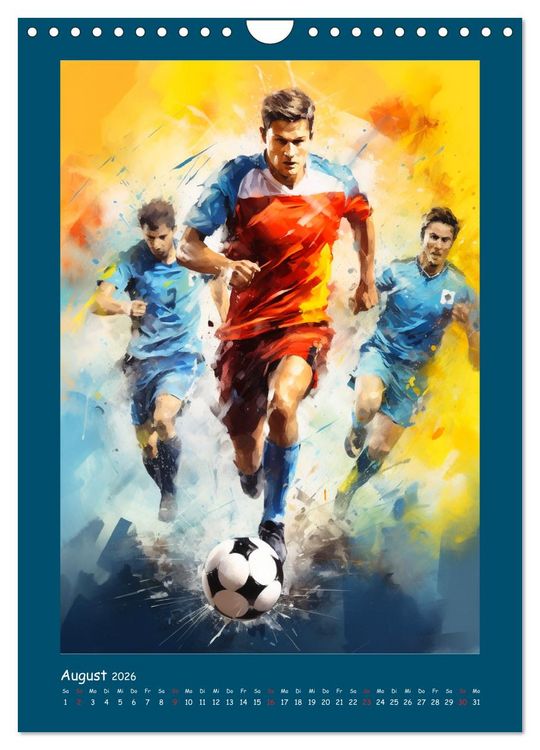 Produktbild: Leidenschaft Fussball. Stadionstimmung im Aquarellstil (Wandkalender 2026 DIN A4 hoch), CALVENDO Monatskalender