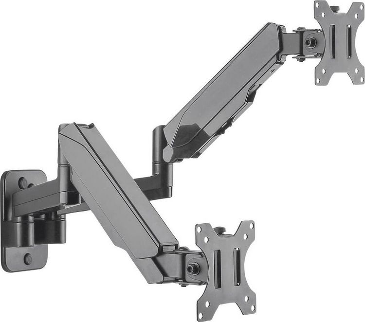 Produktbild: Manhattan Monitor-Wandhalterung 461627 2 Display(s) 43,2 cm (17") - 81,3 cm (32") Schwarz Drehbar, H&ouml;henverstellbar, Neigbar, Schwenkbar