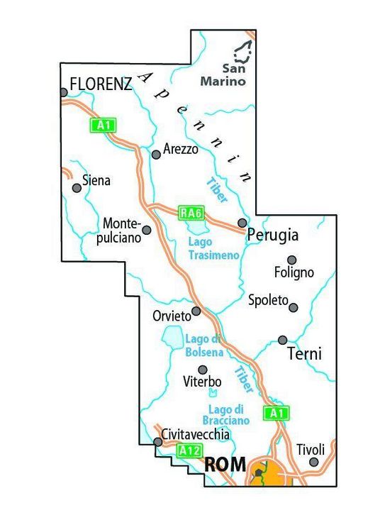 Produktbild: BVA ADFC Radtourenkarte 7-Tage-Radtour Florenz-Rom, 1:150.000