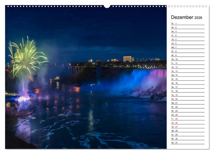 Produktbild: NIAGARAF&Auml;LLE Idyllische Impressionen bei Tag und Nacht (Wandkalender 2026 DIN A2 quer), CALVENDO Monatskalender