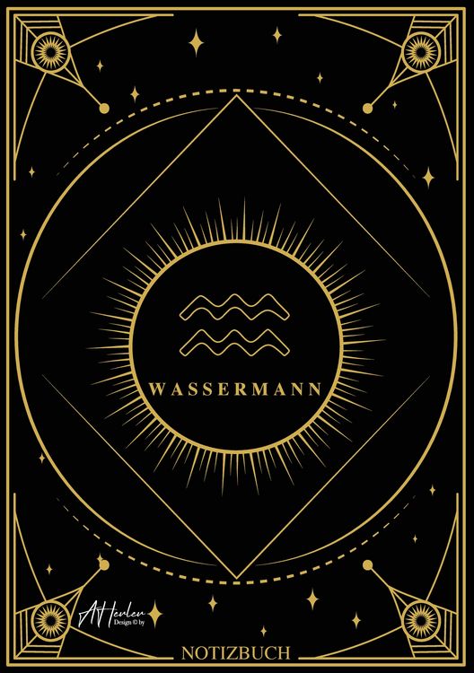 Produktbild: Edles Notizbuch Sternzeichen Wassermann | Designed by Alfred Herler