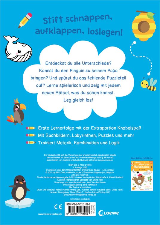 Produktbild: Meine allerersten R&auml;tselspiele - Tiere