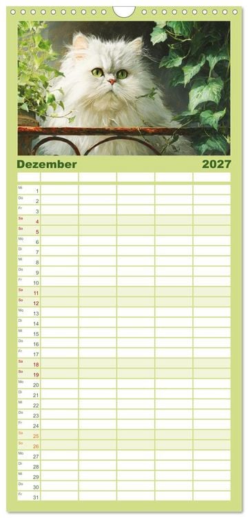 Produktbild: Familienplaner 2027 - Perserkatzen. Flauschige Momente in kunstvoller &Ouml;loptik mit 5 Spalten (Wandkalender, 21 x 45 cm) CALVENDO