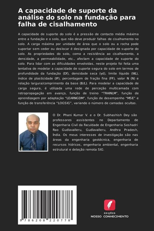 Produktbild: A capacidade de suporte da an&aacute;lise do solo na funda&ccedil;&atilde;o para falha de cisalhamento