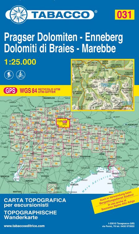 Produktbild: Tabacco Wandern Pragser Dolomiten 1:25000