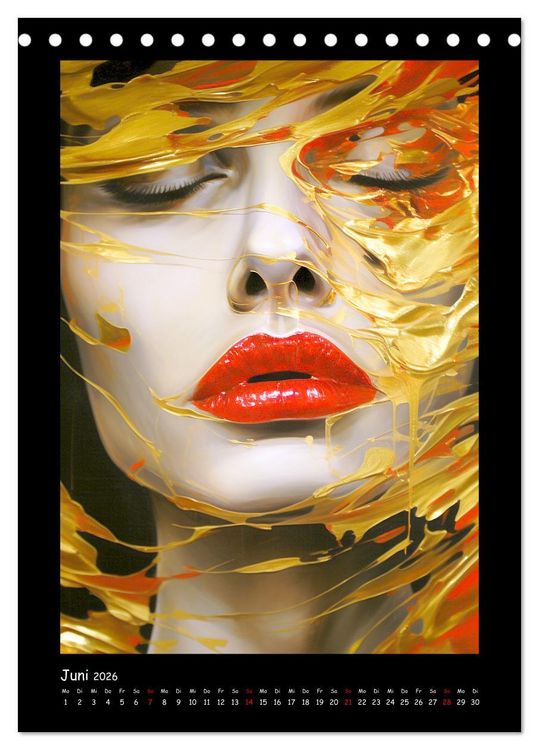 Produktbild: Goldene Portraits. Fusion von Kunst und &Auml;sthetik (Tischkalender 2026 DIN A5 hoch), CALVENDO Monatskalender