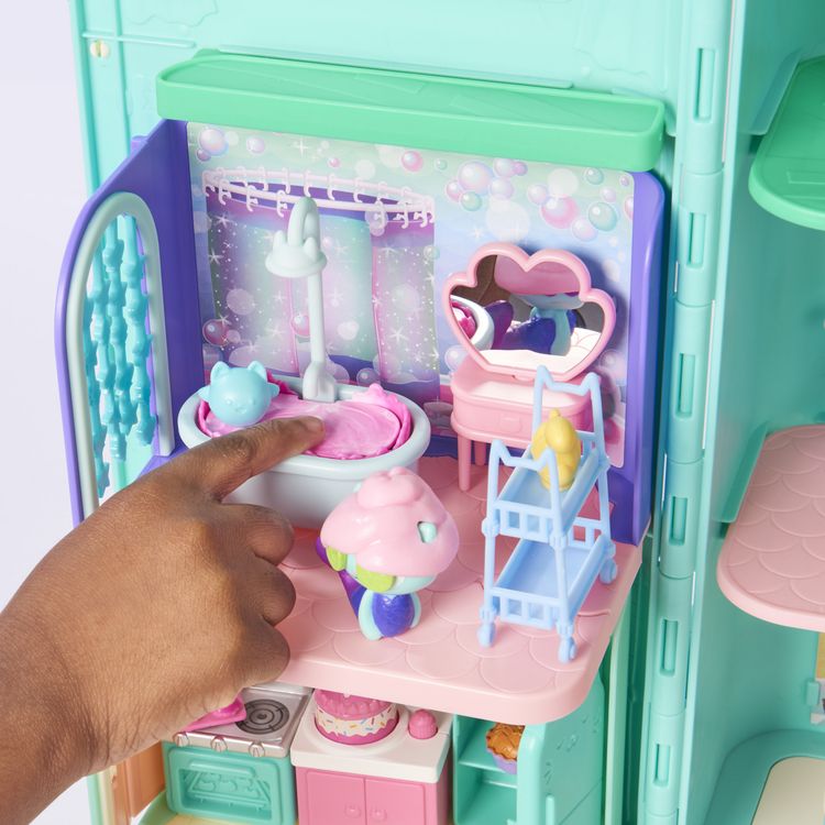 Produktbild: DREAMWORKS GABBY'S DOLLHOUSE - Deluxe Raum, Primp & Pamper Bathroom, Badezimmer mit MerCat (Meerk&auml;tzchen), M&ouml;beln & Zubeh&ouml;r