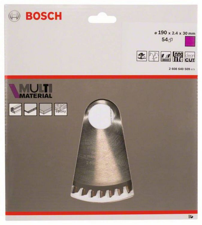 Produktbild: Bosch Accessories Multi Material 2608640509 Hartmetall Kreiss&auml;geblatt 190 x 30 x 2.4 mm Z&auml;hneanzahl: 54 1 St.
