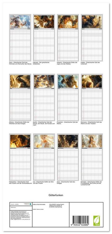 Produktbild: Familienplaner 2026 - G&ouml;tterfunken mit 5 Spalten (Wandkalender, 21 x 45 cm) CALVENDO