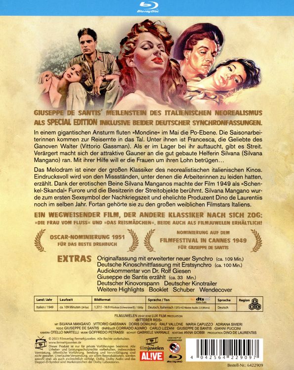 Produktbild: Bitterer Reis - Special Restored Edition (Filmjuwelen)