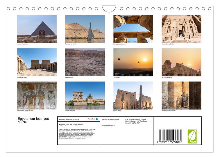 Produktbild: &Eacute;gypte, sur les rives du Nil (Calendrier mural 2026 DIN A4 vertical), CALVENDO calendrier mensuel
