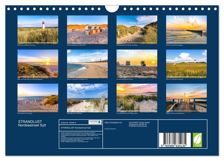 Produktbild: STRANDLUST Nordseeinsel Sylt (Wandkalender 2027 DIN A4 quer), CALVENDO Monatskalender