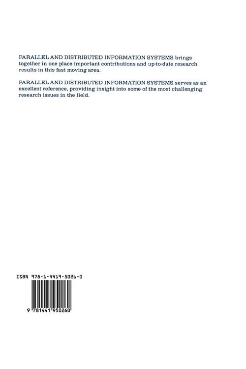 Produktbild: Parallel and Distributed Information Systems
