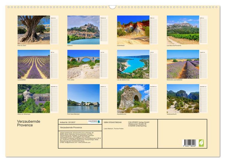 Produktbild: Verzaubernde Provence (Wandkalender 2026 DIN A2 quer), CALVENDO Monatskalender