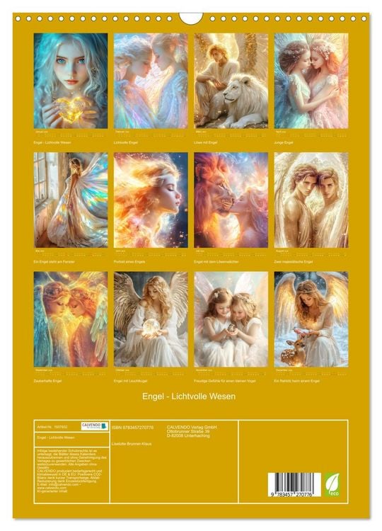 Produktbild: Engel - Lichtvolle Wesen (Wandkalender 2026 DIN A3 hoch), CALVENDO Monatskalender