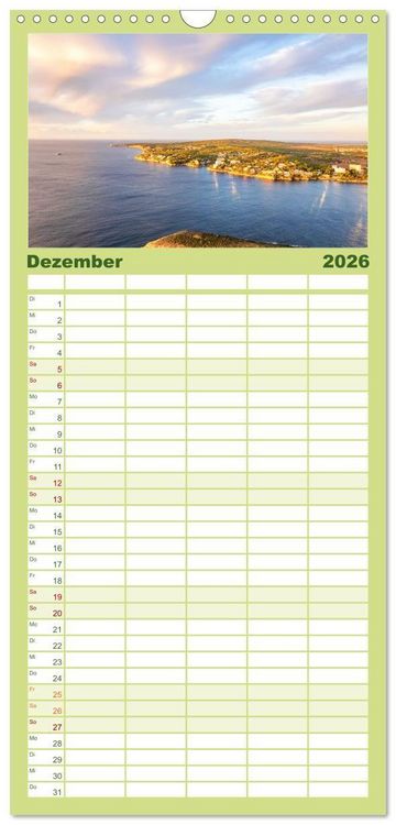 Produktbild: Familienplaner 2026 - Mallorca - einzigartige Luftbildaufnahmen mit 5 Spalten (Wandkalender, 21 x 45 cm) CALVENDO