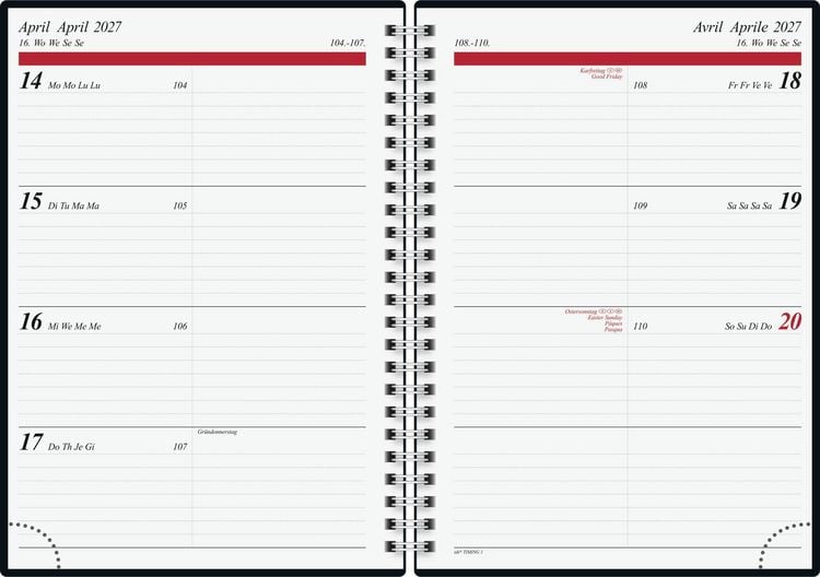 Produktbild: rido/id&eacute; 7021804907 Buchkalender Mod. Timing 1 2027 A5, Kunststoff, schwarz