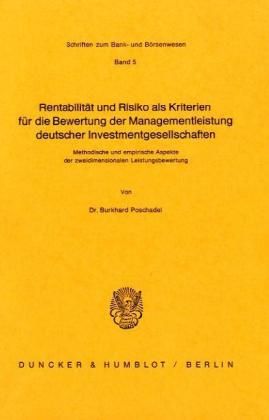 Produktbild: Poschadel, B: Rentabilitaet u. Risiko