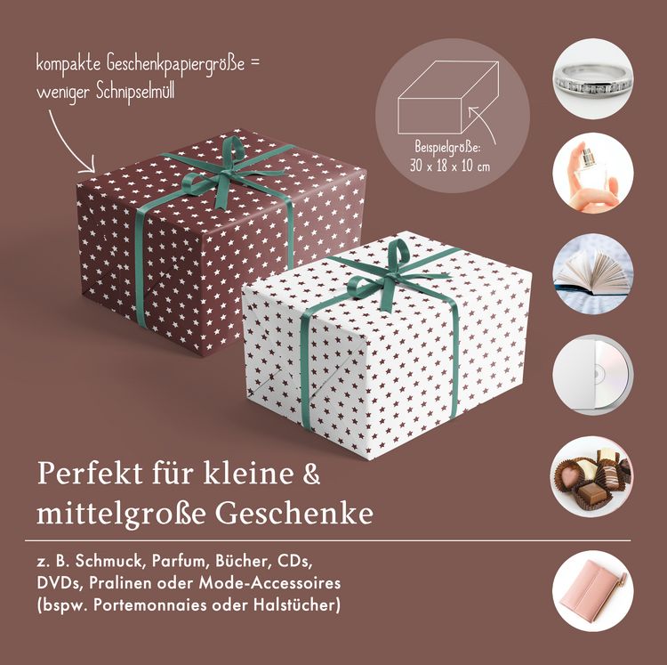 Produktbild: Geschenkpapier-Set Sterne (rot-braun, wei&szlig;)