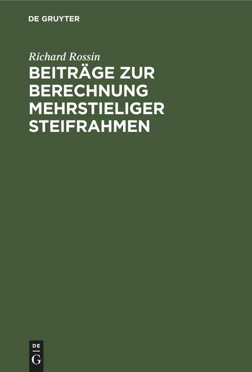 Produktbild: Beitr&auml;ge zur Berechnung mehrstieliger Steifrahmen