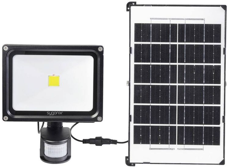 Produktbild: Sygonix SY-5461110 Solar-Spot mit Bewegungsmelder 30W Leuchtfarben: Neutralwei&szlig;
