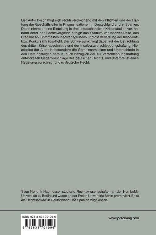 Produktbild: Gesch&auml;ftsleiterpflichten und -haftung in der Insolvenz im deutschen und spanischen Recht