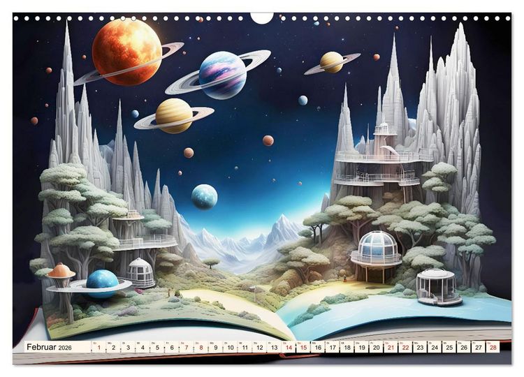 Produktbild: Fantasy-B&uuml;cher Sch&ouml;nheit des Universums (Wandkalender 2026 DIN A3 quer), CALVENDO Monatskalender