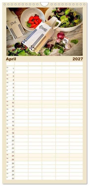 Produktbild: Familienplaner 2027 - K&uuml;chengeplauder - Nostalgische Momente mit 5 Spalten (Wandkalender, 21 x 45 cm) CALVENDO