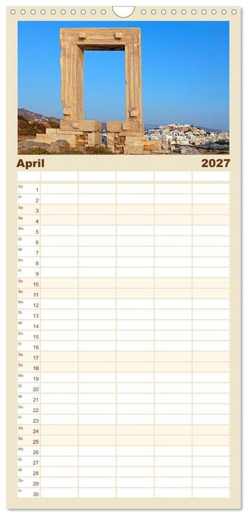 Produktbild: Familienplaner 2027 - Die Kykladen - Inseln im &Auml;g&auml;ischen Meer mit 5 Spalten (Wandkalender, 21 x 45 cm) CALVENDO