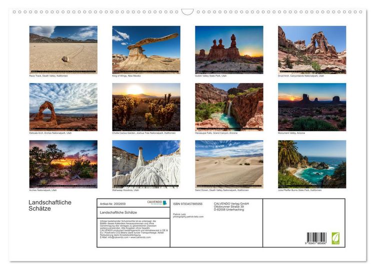 Produktbild: Landschaftliche Sch&auml;tze (Wandkalender 2026 DIN A2 quer), CALVENDO Monatskalender