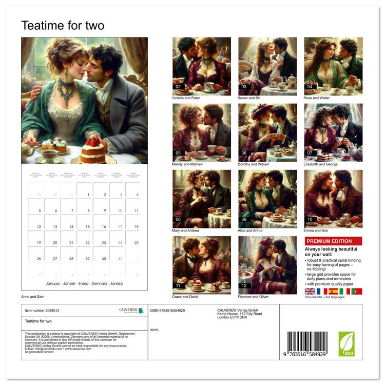 Produktbild: Teatime for two (Wall Calendar 2026 12 &times; 12 Inch) CALVENDO 12 Month Wall Calendar
