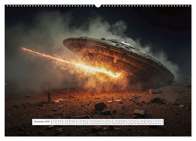 Produktbild: Fliegende Untertasse - Die gro&szlig;e Fantasiereise (Wandkalender 2026 DIN A2 quer), CALVENDO Monatskalender