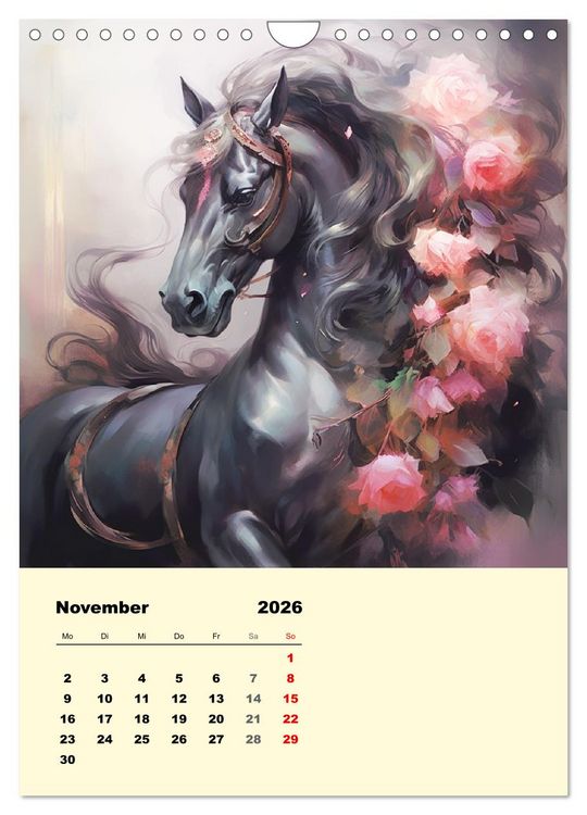 Produktbild: Pferde im romantischen Barockstil (Wandkalender 2026 DIN A4 hoch), CALVENDO Monatskalender
