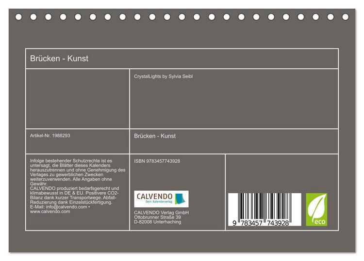 Produktbild: Br&uuml;cken - Kunst (Tischkalender 2026 DIN A5 quer), CALVENDO Monatskalender