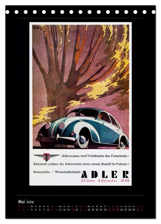 Produktbild: Historische Automobilplakate (Tischkalender 2026 DIN A5 hoch), CALVENDO Monatskalender