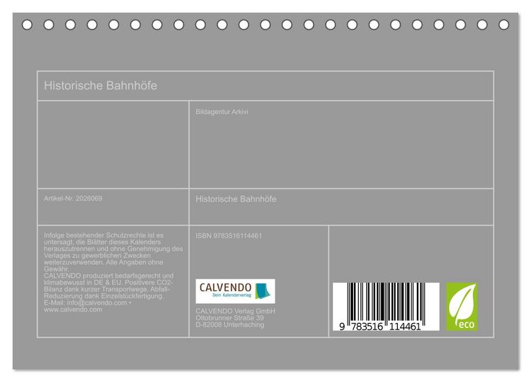 Produktbild: Historische Bahnh&ouml;fe (Tischkalender 2026 DIN A5 quer), CALVENDO Monatskalender