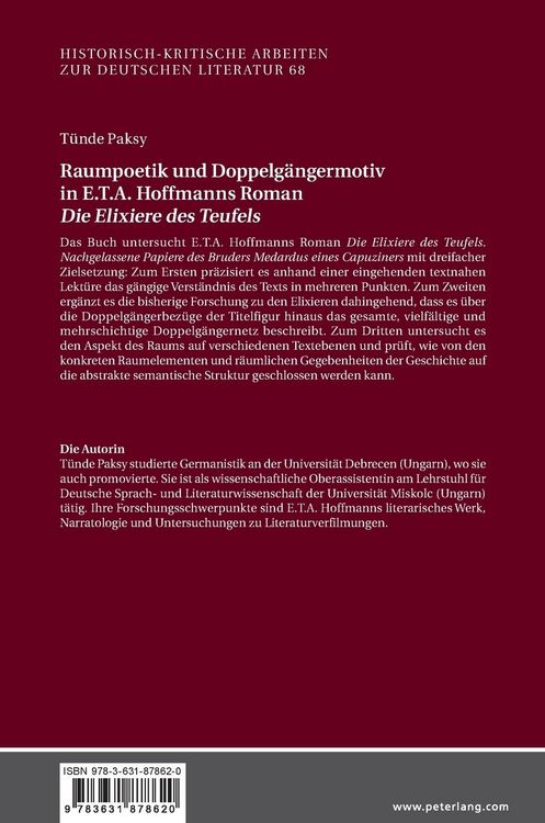 Produktbild: Raumpoetik und Doppelg&auml;ngermotiv in E.T.A. Hoffmanns Roman &laquo;Die Elixiere des Teufels&raquo;