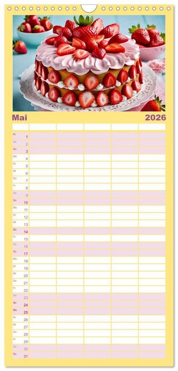 Produktbild: Familienplaner 2026 - Tortentr&auml;ume - Traumtorten mit 5 Spalten (Wandkalender, 21 x 45 cm) CALVENDO
