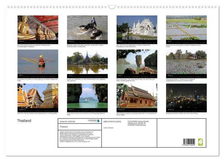 Produktbild: Thailand (Wandkalender 2026 DIN A2 quer), CALVENDO Monatskalender