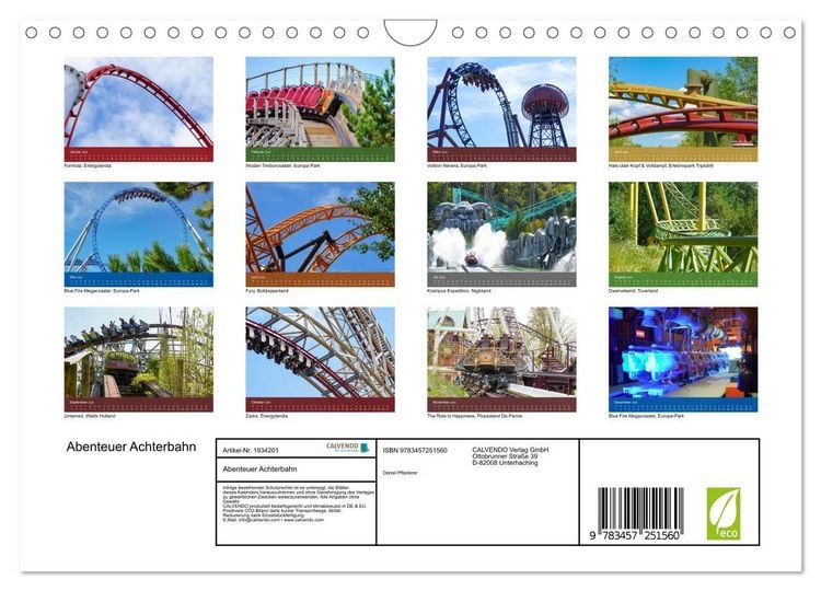 Produktbild: Abenteuer Achterbahn (Wandkalender 2026 DIN A4 quer), CALVENDO Monatskalender