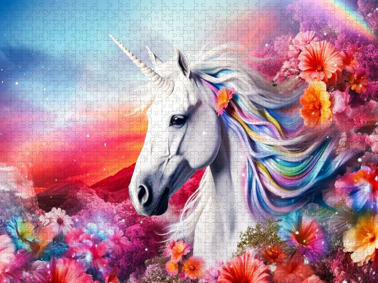 Produktbild: CALVENDO Puzzle Ein Motiv aus dem Kalender Einhorn und coole Spr&uuml;che | 1000 Teile Lege-Gr&ouml;&szlig;e 64x48cm Foto-Puzzle f&uuml;r gl&uuml;ckliche Stunden