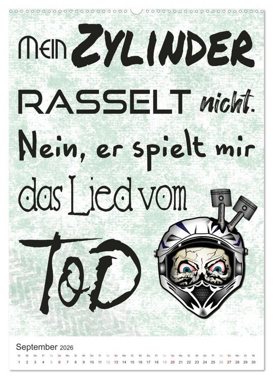 Produktbild: Coole Biker-Spr&uuml;che (Wandkalender 2026 DIN A2 hoch), CALVENDO Monatskalender